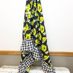 Betsey Johnson Sunflower & Buffalo Check Scarf